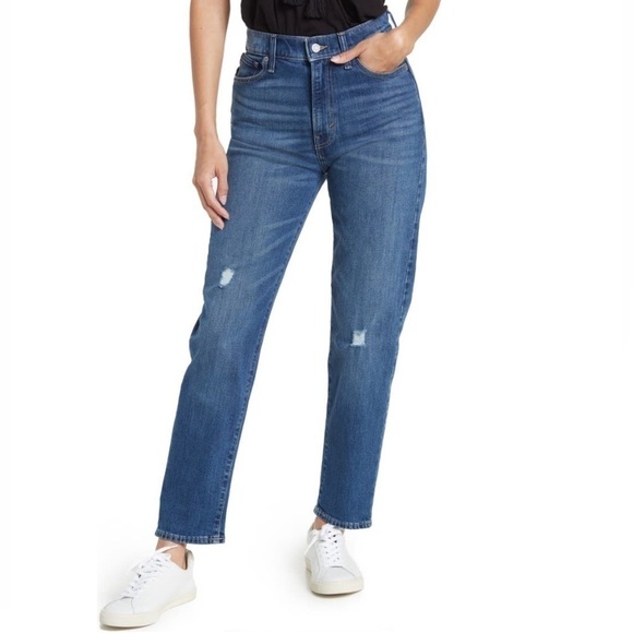 Lucky Brand Drew High Waist Distressed Denim Mom Ankle Jeans - Sz 8 / 29x28, NWT - Picture 1 of 14